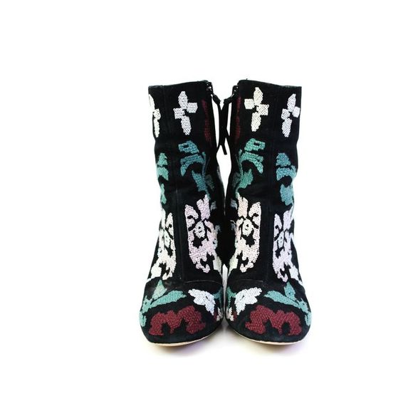 Rebecca Minkoff Womens Suede Floral Embroidered Ankle Boots Multicolor Size 7.5 - Picture 2 of 6